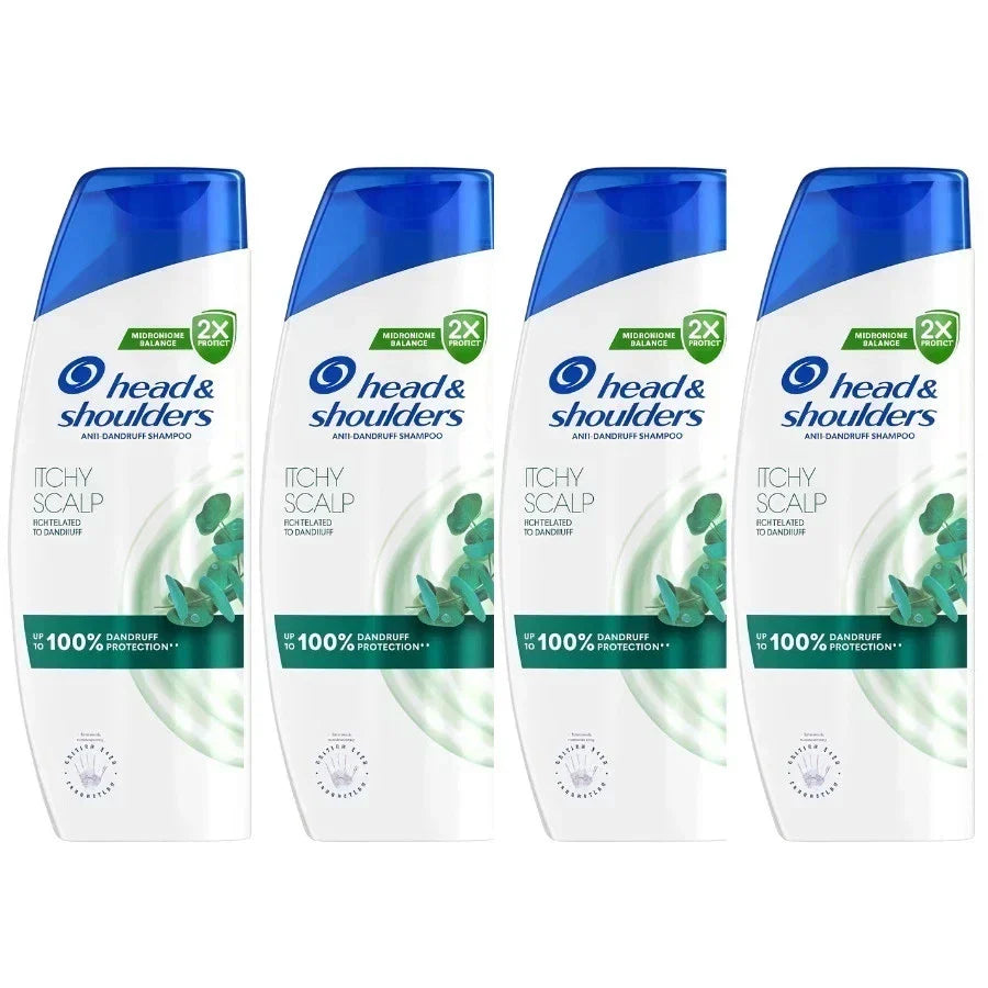 4 PACK Head & Shoulders Anti Dandruff Shampoo Itchy Scalp Care 400 ML Eucalyptus